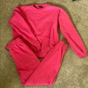 PrettyLittleThing Pink Sweatshirt and Joggers Set